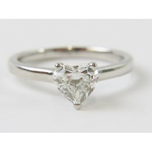 426 - An 18ct white gold and heart cut diamond single stone ring.  The diamond measuring approximately 7mm... 