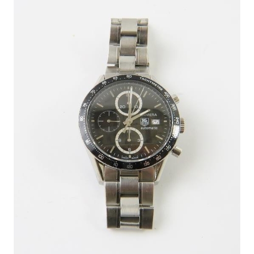 434 - A Gent’s Tag Heuer Carrera chronograph automatic stainless steel wristwatch, the 41mm case with blac... 