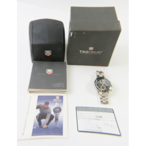 434 - A Gent’s Tag Heuer Carrera chronograph automatic stainless steel wristwatch, the 41mm case with blac... 