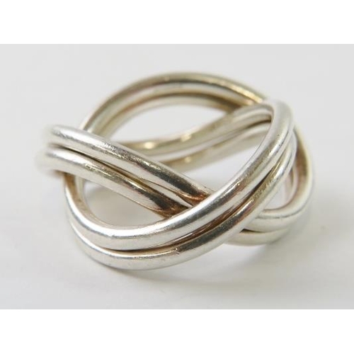 460 - A Georg Jensen silver 'Alliance' double twist ring, stamped 'GJ' '925S' ’55?’, designed by Alan Scha... 