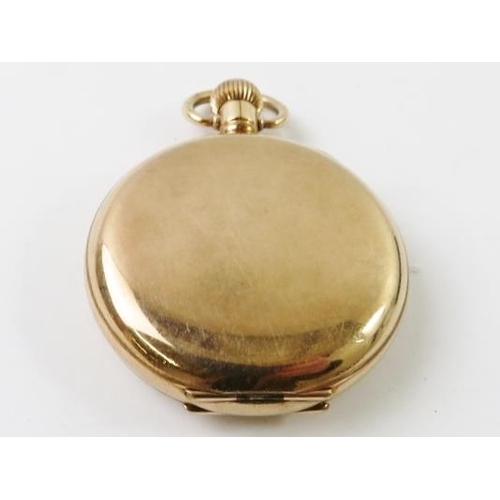 474 - WALTHAM USA a gold plated keyless wind hunter pocket watch with sub-dial, Dennison Star case numbere... 