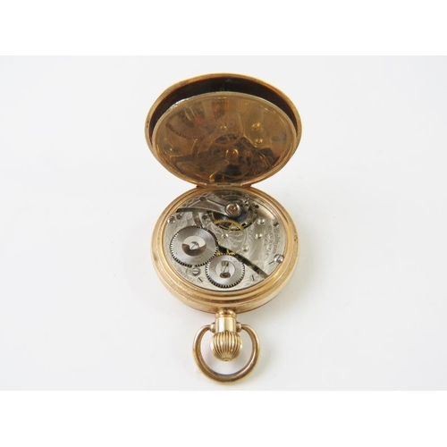 474 - WALTHAM USA a gold plated keyless wind hunter pocket watch with sub-dial, Dennison Star case numbere... 