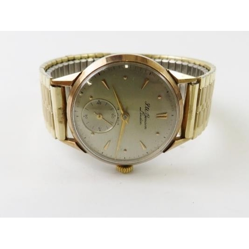 476 - A 9ct yellow gold Gent's JW Benson mechanical wind wristwatch with champagne dial, seconds sundial, ... 