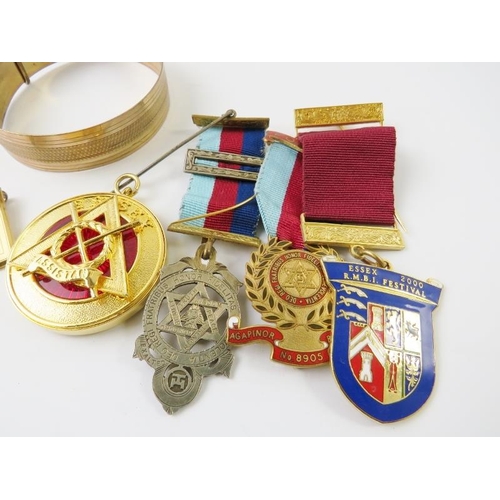 478 - A collection of Masonic medals to include silver gilt medal and enamel, to include Luxborough Lodge,... 