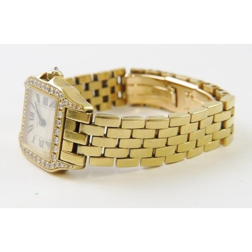 485 - Cartier - A lady’s 18ct gold and diamond Santos Demoiselle quartz bracelet watch, c.2009, model 2699... 