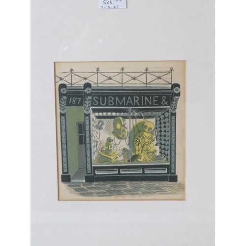 506 - Eric Ravilious 1903-1942.  Four original lithographs, broken, as usual, from the High Street JM Rich... 