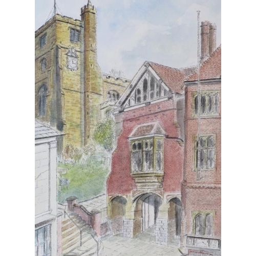 508 - Michael Woodford 20th Century framed and glazed watercolour of St Dunstens Church and Vestry Hall, C... 