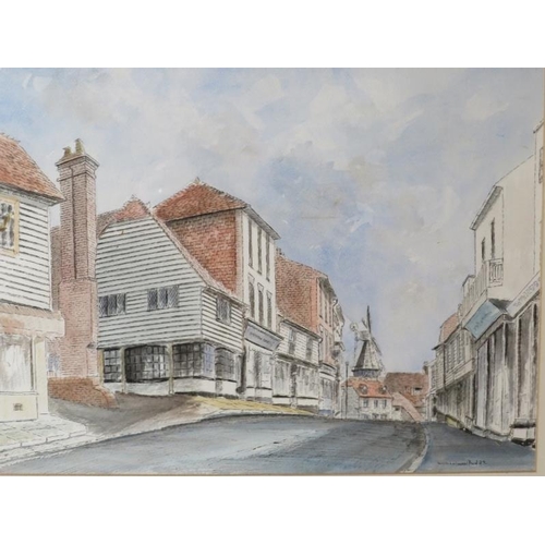 509 - Michael Woodford 20th Century framed and glazed watercolour. Cranbrook High Street and Windmill. Sig... 