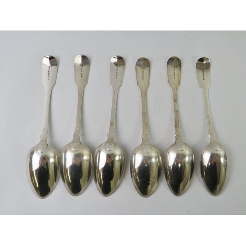 51 - A set of six silver tablespoons hallmarked for London 1829, makers Adey & Bellamy. Length 22.5cm. Ap... 