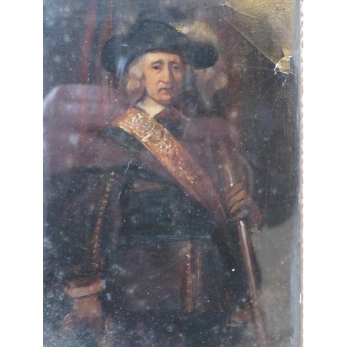 525 - 20th Century framed and glazed portrait oil on board of a 17th Century gentleman in period dress. Un... 