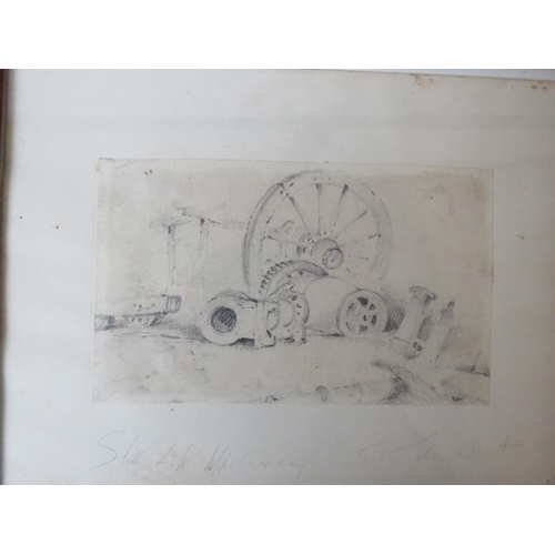 535 - Peter de Wint 1784-1849.  A framed and glazed pencil study 'Still Life Machinery' signed lower right... 