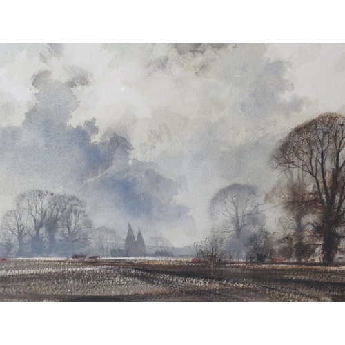 559 - Rowland Hilder OBE PPRI RSMA 1905-1993 framed and glazed watercolour landscape 'Near Yalding Kent'. ... 