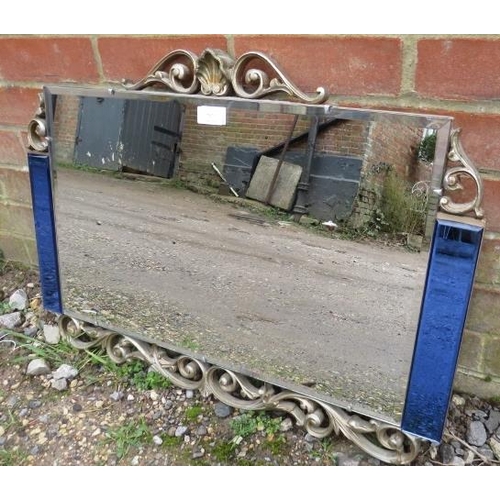 757 - A vintage Art Deco Revival rectangular wall mirror, the moulded surround modelled as acanthus scroll... 