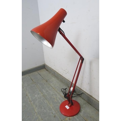 789 - A mid-century red Anglepoise lamp, on a circular plinth base. 
H75cm W13cm D38cm approx.
Condition r... 