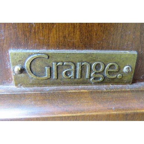 802 - An antique style French walnut king size sleigh bed by Grange furniture, with wooden slatted mattres... 