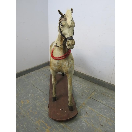 810 - A Victorian pony skin model of a horse, on a plinth base. 
H82cm W80cm D26cm approx.
Condition repor... 