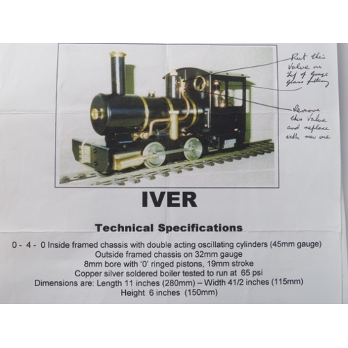 175 - A vintage Cheddar Models Ltd ‘Iver No 12’ steam and electric powered ‘G’ Gauge 0-4-0 locomotive tank... 