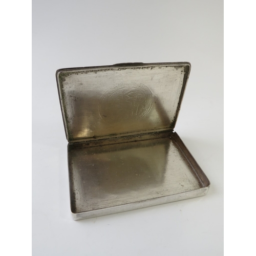 317 - A Sudanese white metal cigarette case with Islamic script decoration, 8cm x 11cm, and a similar scim... 