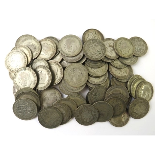 347 - A large quantity of British silver half crown coins, 1920-1946, mainly George V. Approx gross weight... 