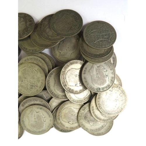 347 - A large quantity of British silver half crown coins, 1920-1946, mainly George V. Approx gross weight... 