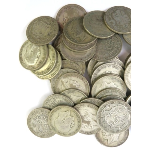 347 - A large quantity of British silver half crown coins, 1920-1946, mainly George V. Approx gross weight... 