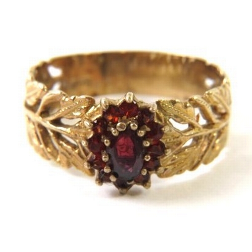 419 - A retro 18ct gold dress ring with foliate pierced shank, 4.1g approx
Condition report:  Ring size V,... 