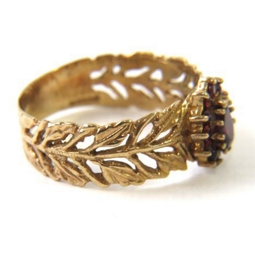 419 - A retro 18ct gold dress ring with foliate pierced shank, 4.1g approx
Condition report:  Ring size V,... 