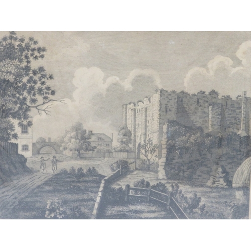 158 - An antique engraving entitled ‘The Dungeon Hill at Canterbury’ with a depiction of Canterbury castle... 
