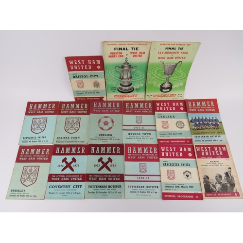 164 - A group of West Ham United official football programmes, circa 1960s/70s. Two Final Tie programmes i... 