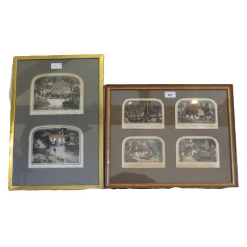 501 - Graham Clarke 1941.  Two framed and glazed etchings/aquatints.  The first is a montage of four small... 
