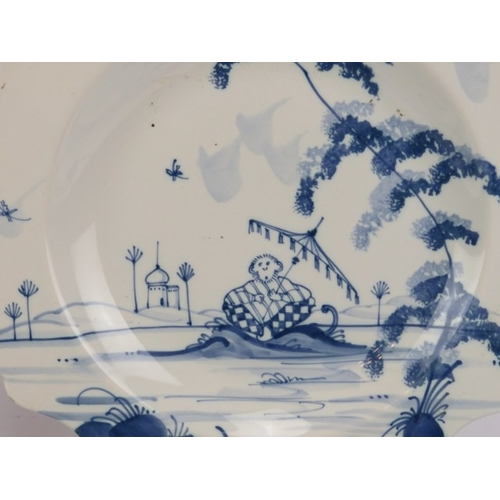 54 - Five Isis Pottery of Oxford blue and white Delft style decorated plates depicting monkeys inspired b... 