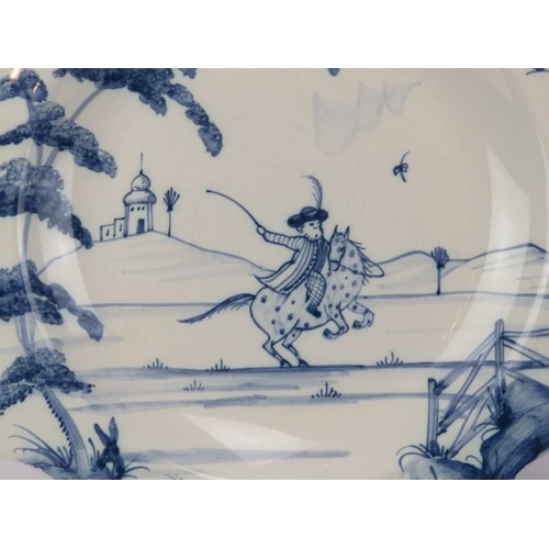 54 - Five Isis Pottery of Oxford blue and white Delft style decorated plates depicting monkeys inspired b... 