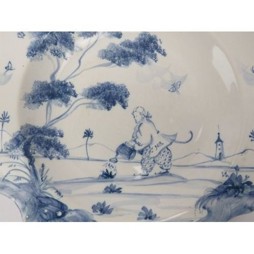 54 - Five Isis Pottery of Oxford blue and white Delft style decorated plates depicting monkeys inspired b... 