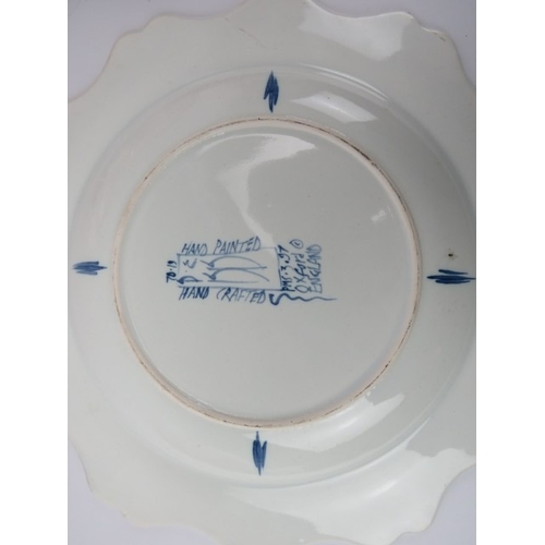 54 - Five Isis Pottery of Oxford blue and white Delft style decorated plates depicting monkeys inspired b... 