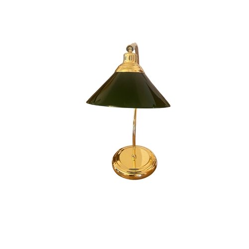 102 - Unusual Brass Green Shaded Desk Lamp