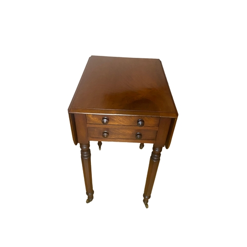 158 - Early Vict Mah Miniature 2 Drawer Pembroke Table 
78cm W 55cm D 75cm H Fully Extended