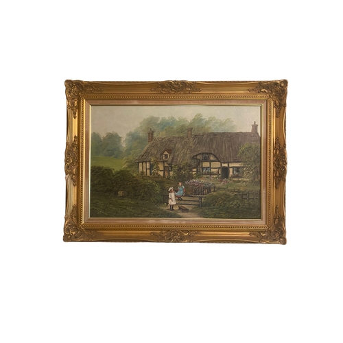 191 - Gilt Framed Oil on Board 'Country Scene' 
Including Frame 89cm W x 71cm