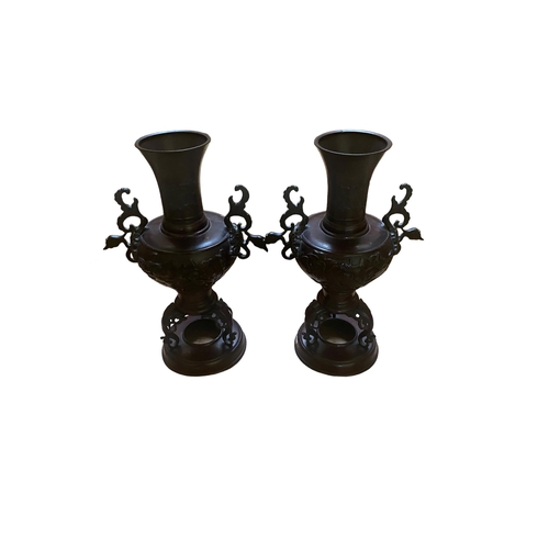 209 - Pair of Bronze Meiji Style Vases
33cm H