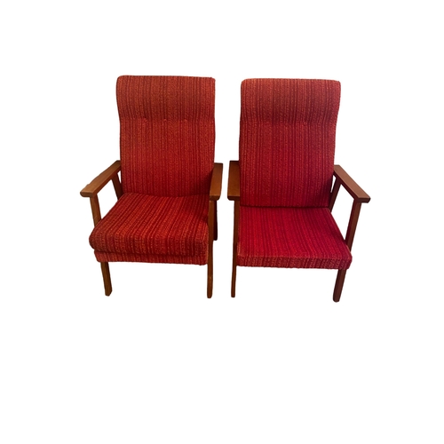 223 - Pair of Vintage Red Upholstered Armchairs