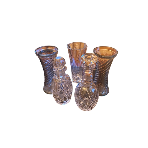 234 - Pair of Vases , Single Vase & 2 Decanters