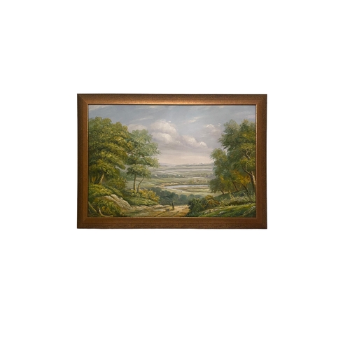 265 - Large Gilt Framed Oil on Canvas ' Country Scene' 
Including Frame 104cm W x 74cm