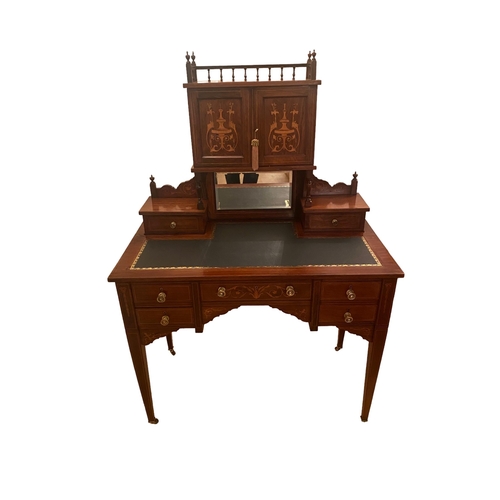 272 - Edw Inlaid Rosewood Leather Top Ladys Desk 
98cm W 52cm D 145cm H