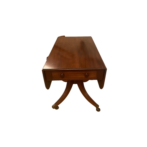 275 - Impressive Regency Mah 1 Drawer Pembroke Table 
102cm W 52cm D 71cm H (Leaves Dropped)