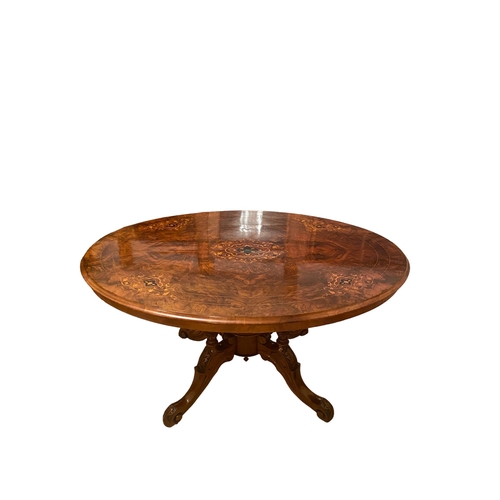 280 - Exquisite Early Vict Burr Walnut Inlaid Oval Centre Table 
136cm W 97cm D 73cm H