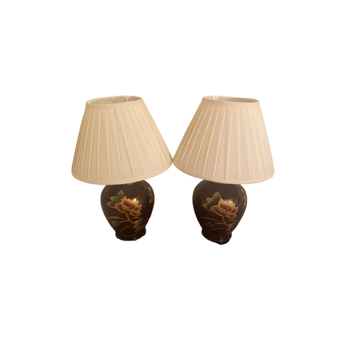 310 - Pair of Hand Painted Table Lamps , 54cm H