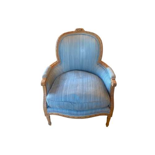 338 - Louis XV Style Upholstered Armchair 
75cm W 80cm D 93cm H