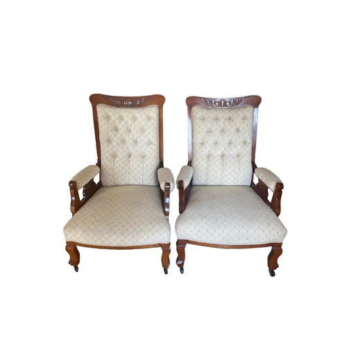 367 - Fabulous Pair of Fully Restored Art Nouveau Armchairs 
72cm W 67cm D 115cm H