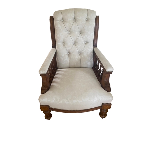 398 - Fully Restored and Upholstered Vict Walnut Armchair 
68cm W 80cm D 100cm H