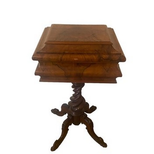 207 - William IV Walnut Work Box on Tripod Base 
50cm W 36cm D 78cm H