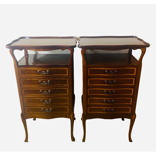 155 - Almost a Pair of Edw Inlaid Mah Music Cabinets with Fall Front Drawers 
57cm W 42cm D 98cm H